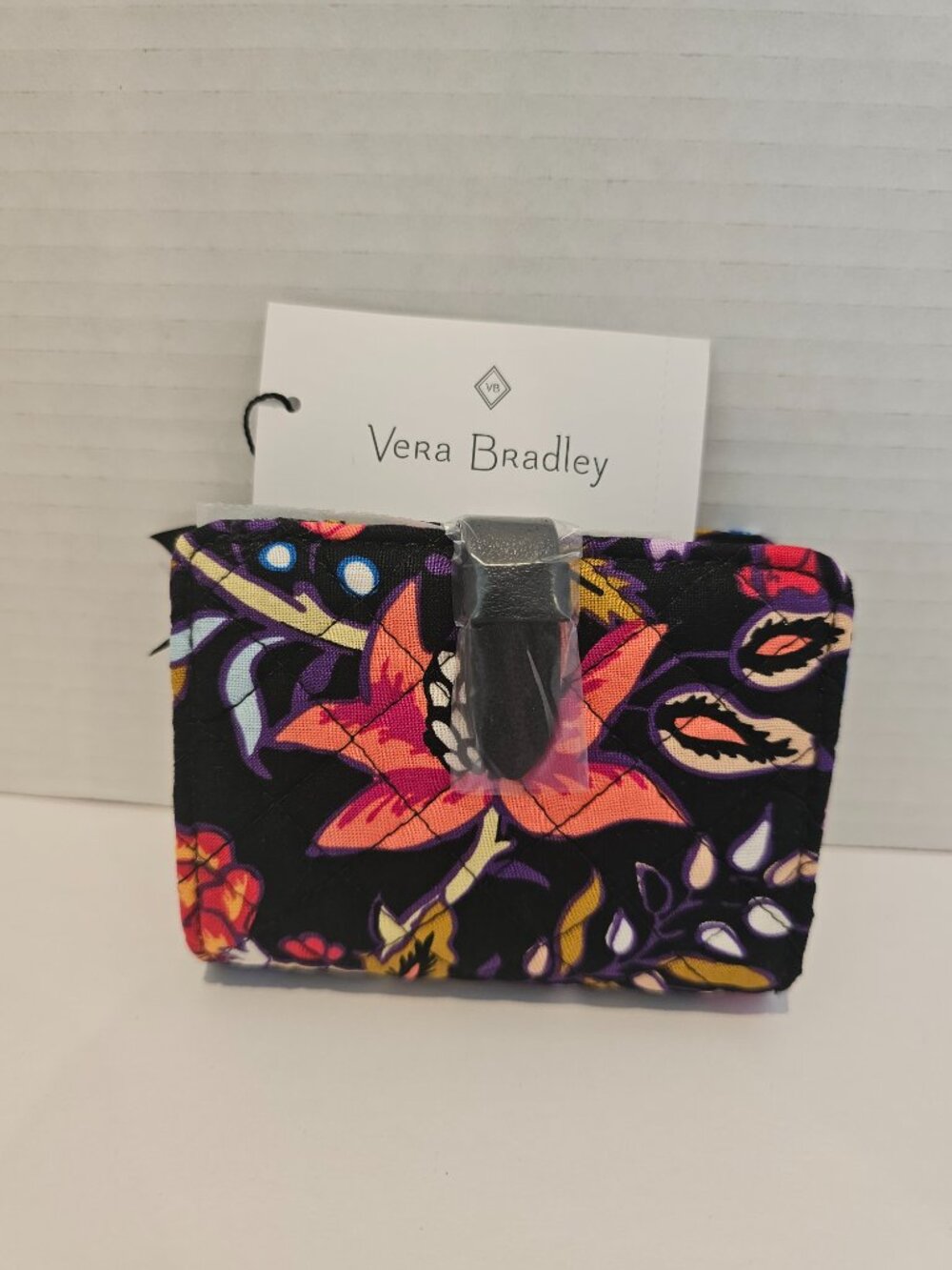NWT Vera Bradley Iconic RFID Small Wallet Foxwood Animal Floral Black Orange Red - Picture 8 of 8